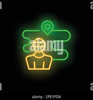 Track reality icon outline vector. Virtual travel. Sky mobile neon color isolated on black Stock Vector