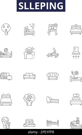 Slleping line icons, signs set, vector. Slleping outline concept ...