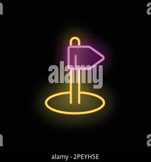 Travel flag icon outline vector. Virtual tour. Online reality neon color isolated on black Stock Vector