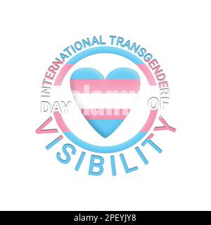 International Transgender Day of Visibility illustration. Transgender flag in the shape of a heart on white background. illustration Stock Vector