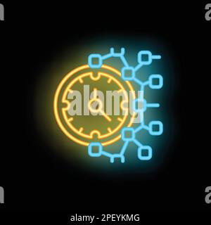 Compass virtual travel icon outline vector. Online tour. Reality space neon color isolated on black Stock Vector