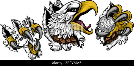 Bald Eagle Hawk Ripping Golf Ball Mascot Stock Vector