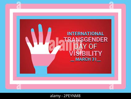 International Transgender Day of Visibility illustration. Handprint with the colors of the transgender pride flag icon. Transgender Day of Visibility Stock Vector