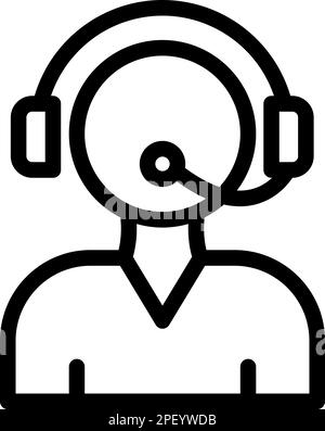 Call Center Vector Thick Line Icon For Personal And Commercial Use. Stock Vector