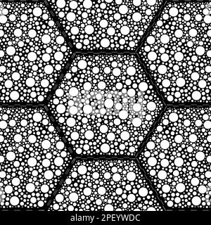 Perforated Hexagon With Circles Pattern Silhouette Vector. Illustration Isolated On White Background. A vector illustration Of A Hexagon Texture. Stock Vector