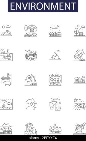 Greenhouse line vector icons and signs. Eco, Climate, Environment ...