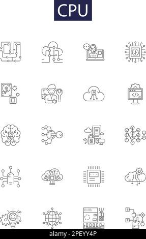 Cpu line icons, signs, vector set, outline illustration concept Stock ...