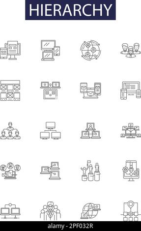 Hierarchy line icons, signs, vector set, outline illustration concept ...