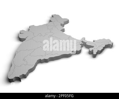 3d India map illustration white background isolate Stock Photo - Alamy