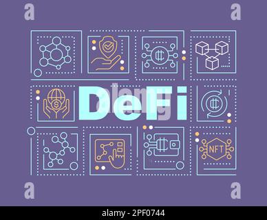 DeFi word concepts purple banner Stock Vector