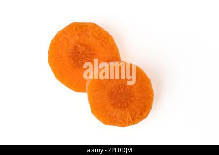 Carrot slice isolated on white background. Top view. Flat lay Stock Photo