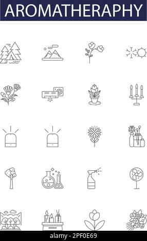 Aromatheraphy line vector icons and signs. Theraphy, Oils, Essential, Scent, Relaxation, Health, Fragrance, Natural outline vector illustration set Stock Vector