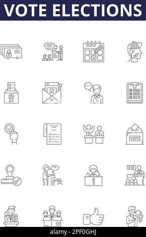 vote counting line icon, outline symbol, vector illustration, concept ...