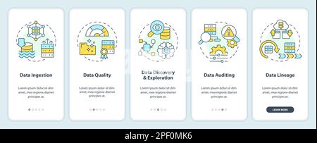 Data lake key concepts onboarding mobile app screen Stock Vector