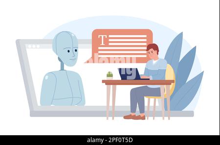 AI text generator flat concept vector spot illustration Stock Vector