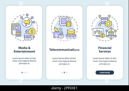 Data lake use cases onboarding mobile app screen Stock Vector
