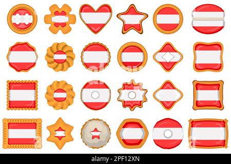 Homemade cookie with flag country Austria in tasty biscuit, cookie consist of sign flag country Austria on natural biscuit, fresh biscuit cookie with Stock Vector