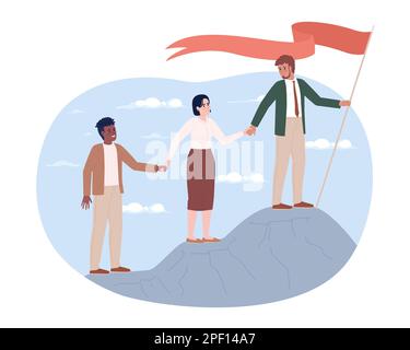 Leadership in project management flat concept vector spot illustration Stock Vector