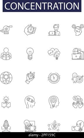 Willpower line vector icons and signs. Resolve, Persevere, Endurance ...