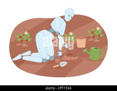 AI in gardening flat concept vector spot illustration Stock Vector