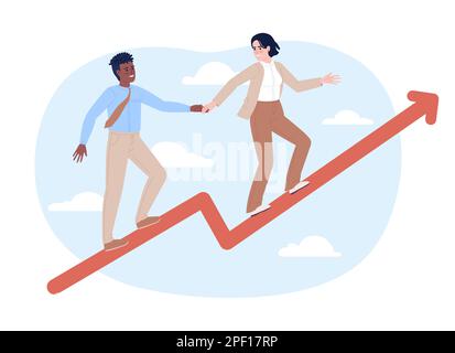 Support each other in team flat concept vector spot illustration Stock Vector
