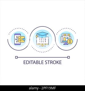 Digitization of industries loop concept icon Stock Vector