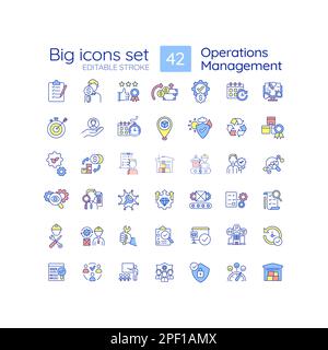 Operation management RGB color icons set Stock Vector