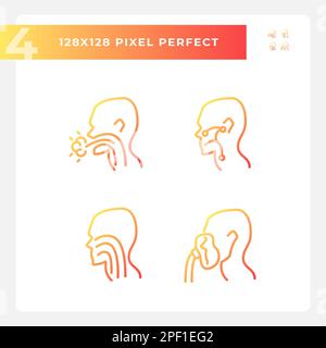 Throat treatment pixel perfect gradient linear vector icons set Stock Vector