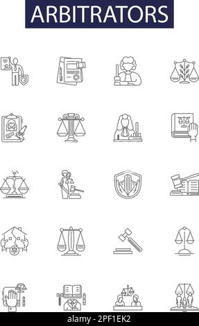 Arbitrators line icons, signs, vector set, outline concept, linear ...
