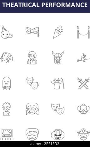 Theatrical performance line icons, signs, vector set, outline concept ...