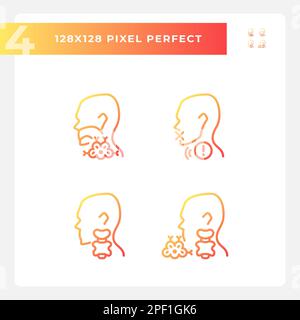 Problem with throat cure pixel perfect gradient linear vector icons set Stock Vector