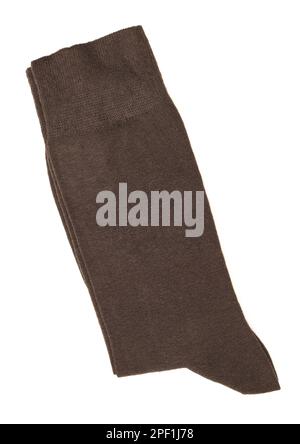 Folded classic brown socks isolated on white background Stock Photo