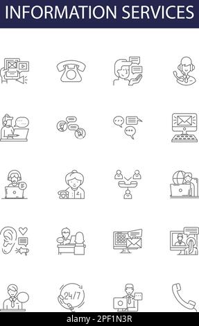 Information services line icons, signs, vector set, outline ...