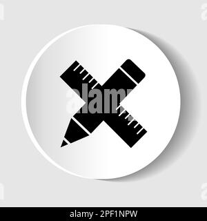 Black line crossed ruler and pencil icon Stock Vector