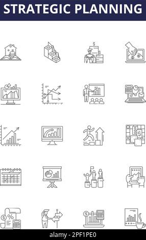 Strategic planning line icons, signs, vector set, outline concept ...