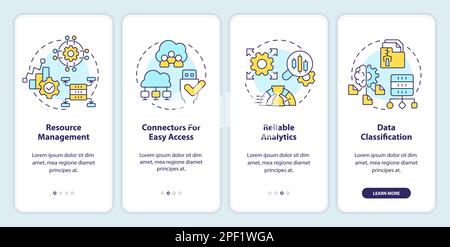 Data lake architecture onboarding mobile app screen Stock Vector