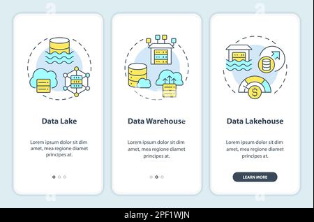 Data repositories onboarding mobile app screen Stock Vector