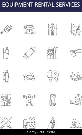 Equipment rental services line icons, signs, vector set, outline ...