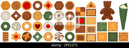 Big set homemade cookie different taste in pastry biscuit, large kit cookie consist of collectible natural tasty food biscuit it pastry accessory, fre Stock Vector