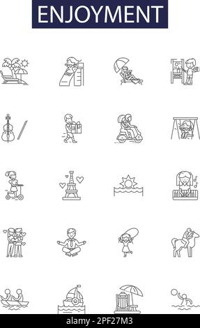 Enjoyment line icons signs set. Design collection of Delight, Rejoice ...