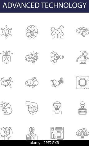 Advanced technology line icons, signs, vector set, outline illustration ...