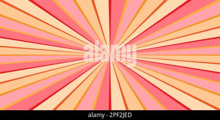 Vibrant Sunburst geometric Ray star Background. Pink, red and beige colors. Vector Illustration Stock Vector