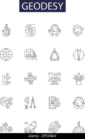 Geodesy line icons, signs, vector set, outline illustration concept ...