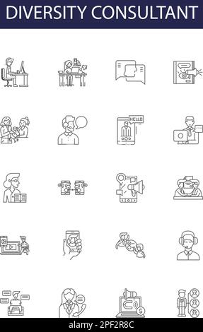 Diversity consultant line vector icons and signs. consultant, inclusion, workforce, cultural, equity, affirmative, action, strategy outline vector Stock Vector