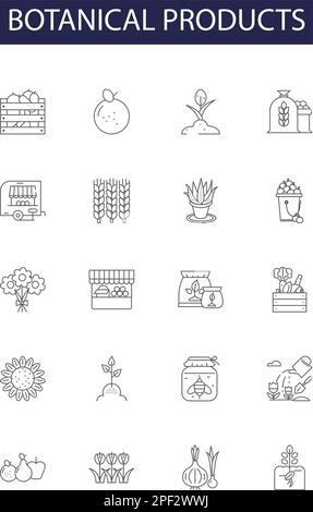 Botanical products line vector icons and signs. Botanicals, Extracts, Plants, Oils, Extract, Kratom, Tinctures, Supplements outline vector Stock Vector