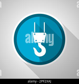 Crane, industry symbol, flat design vector blue icon with long shadow Stock Vector
