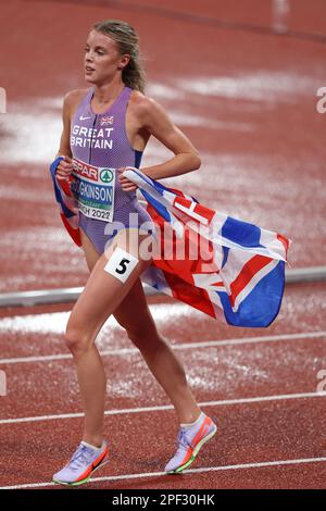 Keely HODGKINSON celebrating her Gold Medal in the 800m at the European Athletics Championship 2022 Stock Photo