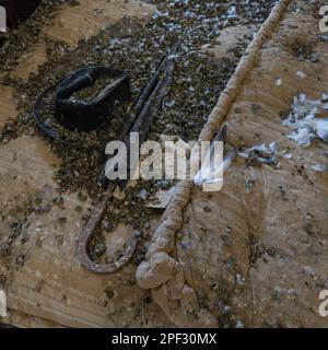 Tuscany, Italy - May 20 2022: Scenes from an abandoned house left to go to rack and ruin in Tuscany, Italy Stock Photo