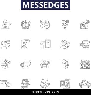 Messedges line icons, signs, vector set, linear concept, outline ...