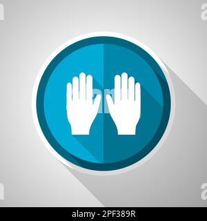 Gloves, hands protection symbol, flat design vector blue icon with long shadow Stock Vector